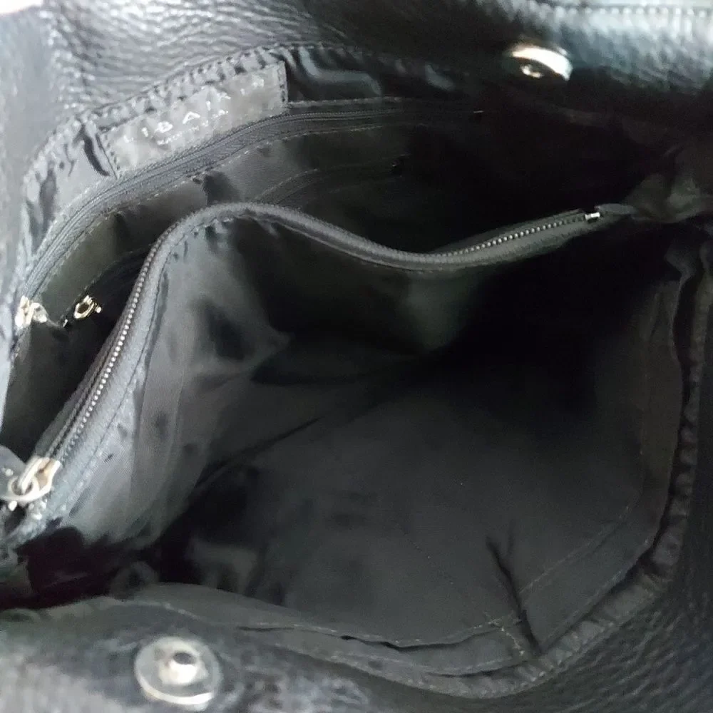 Libaire Brand Made in USA Black Large Pebbled Leather Shoulder Bag